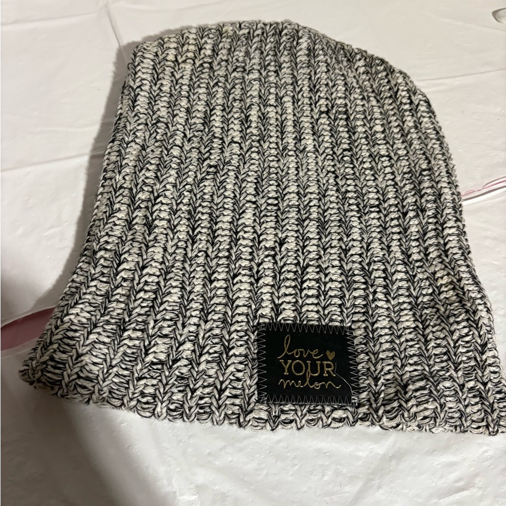 Love Your Melon Black and White Knit Beanie